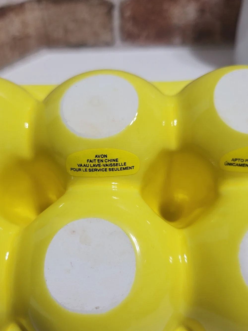 Avon Bright Yellow Ceramic Egg Serving Tray